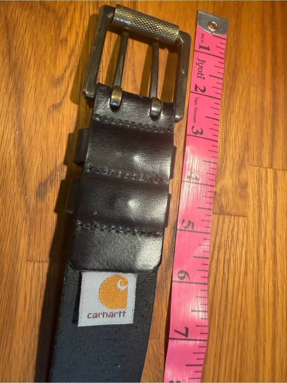 Carhartt Black Leather Belt with Textured Metal Buckle size 38 (020)